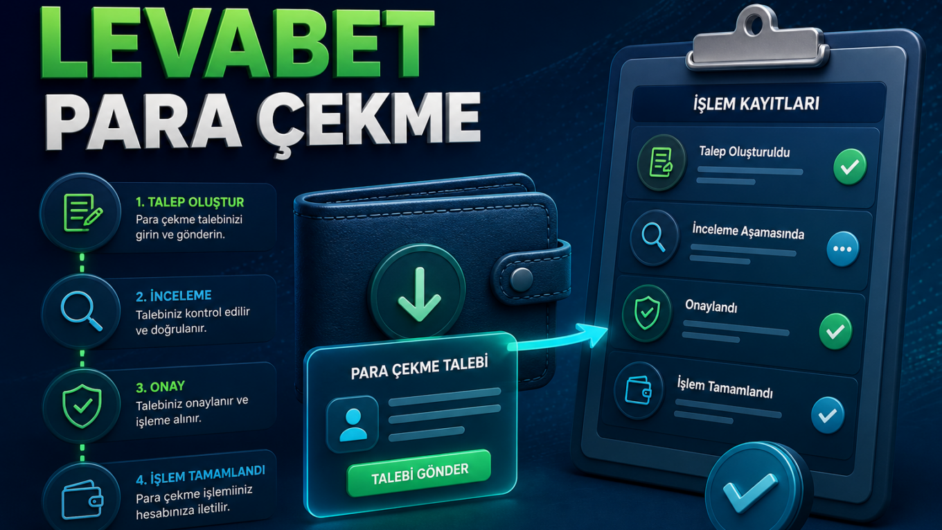 Levabet para çekme talebi ve işlem takip aşamaları görseli